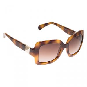 Pre Owned Valentino Tortoise Frame V714S Superstud Square Sunglasses