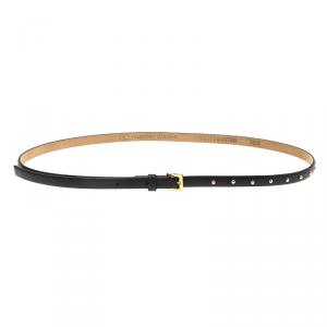 مملوكة مسبقًا Valentino Black Studded Leather Skinny Belt 75 CM