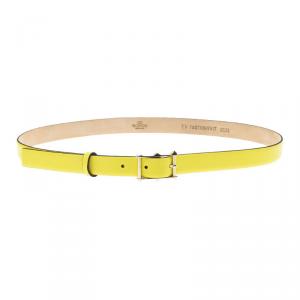 Pre Owned Valentino Yellow Leather Rockstud Buckle Belt 80 CM