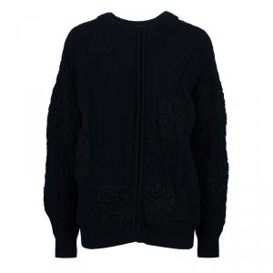 Pre Owned Valentino Black Embroidered Cardigan L