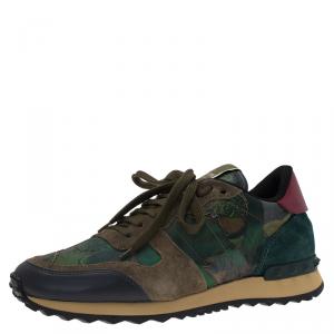 Pre Owned Valentino Multicolor Camo Butterfly Printed Rockrunner Sneakers Size 40