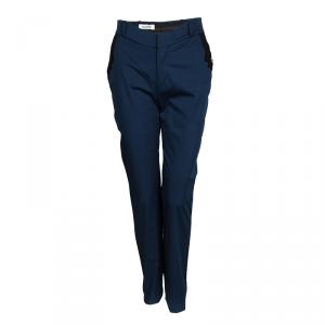Pre Owned Valentino Navy Blue Cotton Contrast Bow Pocket Detail Pants M