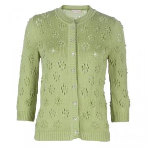 Pre Owned Valentino Green Knit Cardigan S