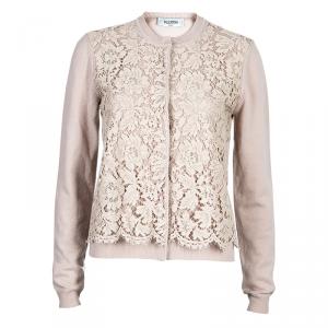 Pre Owned Valentino Blush Lace Detailed Cardigan M