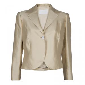 Pre Owned Valentino Muted Gold Notched Collar Blazer L