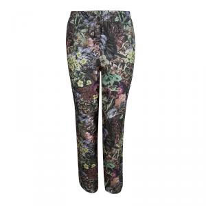 Pre Owned Valentino Multicolor Floral Printed Silk Drawstring Detail Pants L
