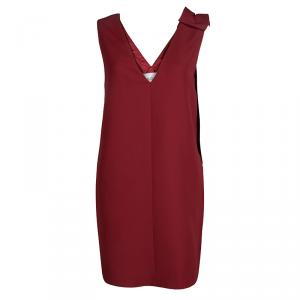 Pre Owned Valentino Red Bow Detail Sleeveless Shift Dress S