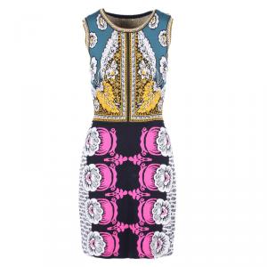 Pre Owned Valentino Multi-print Textured Sleeveless Dress S