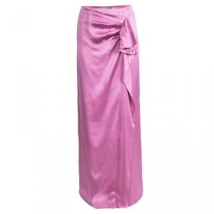 مملوكة مسبقًا Valentino Hot Pink Silk Draped Maxi Skirt S