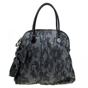 Pre Owned Valentino Black Lace Bow Dome Bag