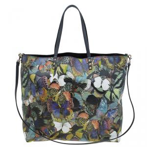Pre Owned Valentino Multicolor Canvas Patchwork Butterfly Easy Tote