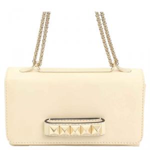Pre Owned Valentino Cream Leather Va Va Voom Chain Shoulder Bag