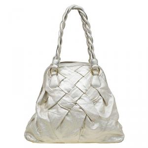 Pre Owned Valentino Gold Nappa Leather Couture Braided Dome Bag