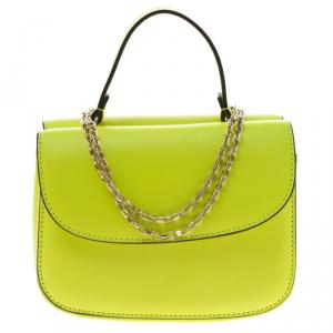 Pre Owned Valentino Neon Green Leather Crossbody Bag