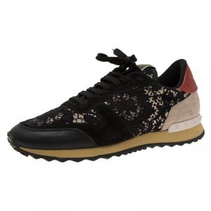 Pre Owned Valentino Black “Macramé Lace” Sneakers Size 40