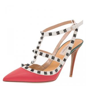 Pre Owned Valentino Multicolor Leather Rockstud Sandals Size 37.5