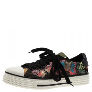 Pre Owned Valentino Multicolor Camubutterfly Embroidered Sneakers Size 36