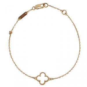 Pre Owned Van Cleef & Arpels Sweet Alhambra Mother of Pearl Yellow Gold Bracelet