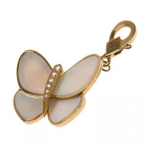 Van Cleef & Arpels Butterfly Diamond Mother of Pearl Gold Charm