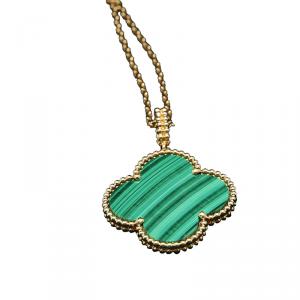 Van Cleef and Arpels Magic Alhambra Malachite Yellow Gold Necklace