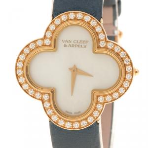 Van Cleef and Arpels Mother of Pearl 18K Yellow Gold Alhambra Talisman Women's Wristwatch 30 mm