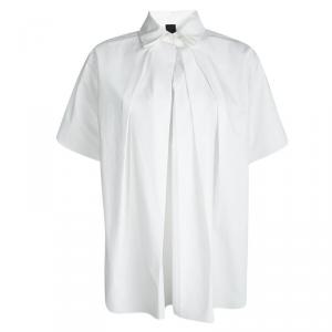 Vera Wang White Cotton Quilling Embroidery Detail Oversized Blouse XS