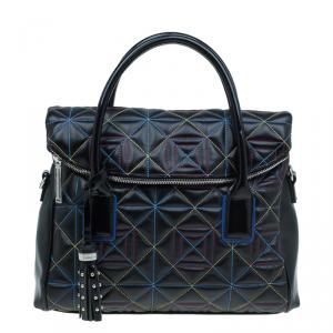 Versace Jeans Black Leather Trapuntata Satchel