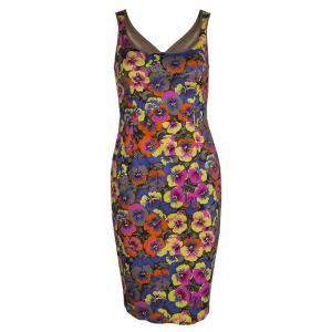 Pre Owned  Versace Multicolor Floral Print Sleeveless Dress S