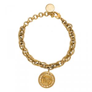 Versace Icon Medusa Crystal Studded Gold Tone Bracelet