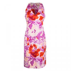 Pre Owned Versace Multicolor Floral Printed Cotton Sleeveless V-Neck Dress M