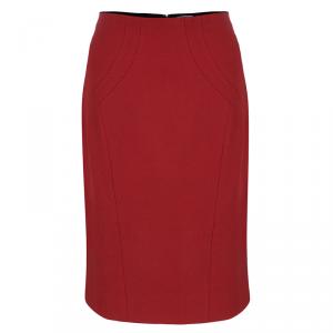 Pre Owned Versace Collection Red Pencil Skirt M