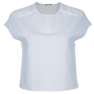 Pre Owned Versace Off-white Short Sleeve Top S