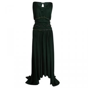 Versace Collection Green Ruched Zip Detailed Sleeveless Gown XL