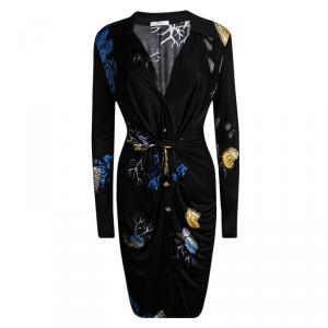 Pre Owned Versace Collection Black Printed Tie Detail Long Sleeve Shirt Dress M