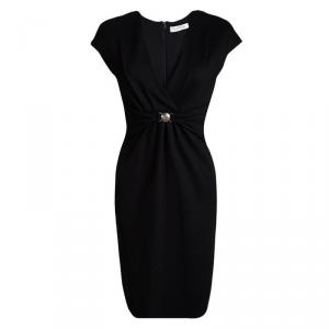 Versace Collection Black Logo Buckle Detail Abito Donna Jersey Dress M