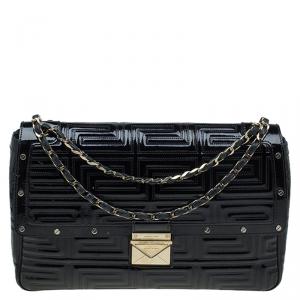 Pre Owned Versace Couture Black Quilted Patent Leather Shoulder Bag