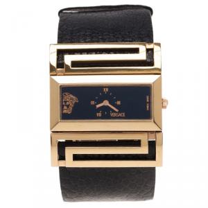 Versace Black Gold-Plated Stainless Steel Beauville Women's Wristwatch 40MM