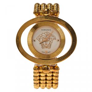 Versace White Gold-Plated Stainless Steel Eon Ellipse Women's Wristwatch 40MM