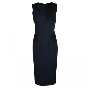 Pre Owned Victoria Beckham Colorblock Dense Rib Jersey Sleeveless Fitted Dress L