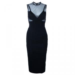 Pre Owned Victoria Beckham Black Mesh Body-Con Dress S