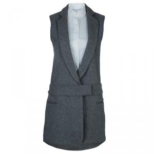 Victoria Victoria Beckham Grey Wool Double Layer Sleeveless Coat S