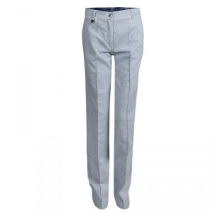 Viktor and Rolf Blue Striped Cotton Wide Leg Trousers S