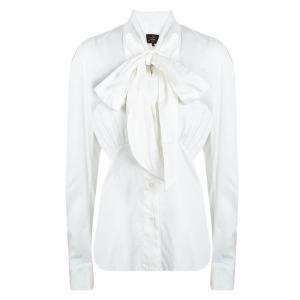 Vivienne Westwood Anglomania White Cotton Tie Collar Bib Blouse L