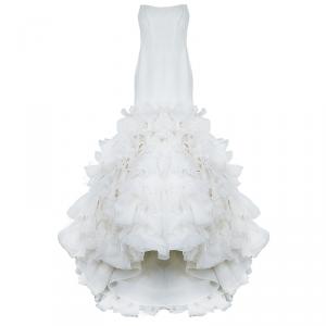 White By Vera Wang Strapless Ivory Ruffle Wedding Gown XS