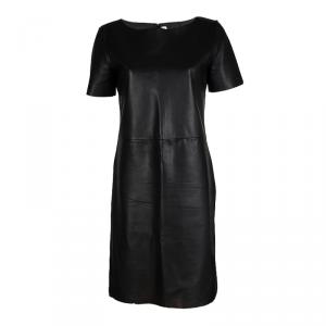 Pre Owned Yves Saint Laurent Black Classic Plonge Leather Dress M