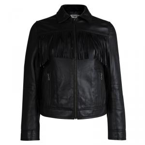 Zadig & Voltaire Deluxe Black Fringe Detail Leather Jacket XS