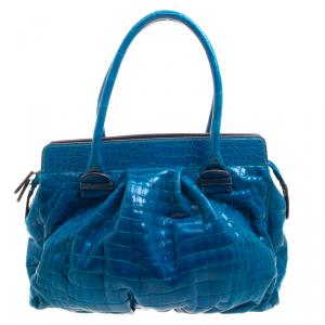 Zagliani Blue Crocodile Custom Made Limited Edition Bag