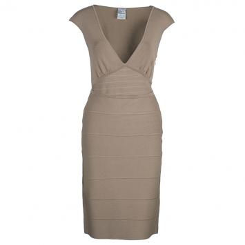Herve Leger Beige Bandage Top And Skirt Set M/S
