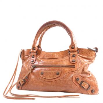 Pre Owned Balenciaga Brown Lambskin Leather Classic First Shoulder Bag 