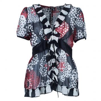 Dolce and Gabbana Multicolor Polka Dot Silk Top M